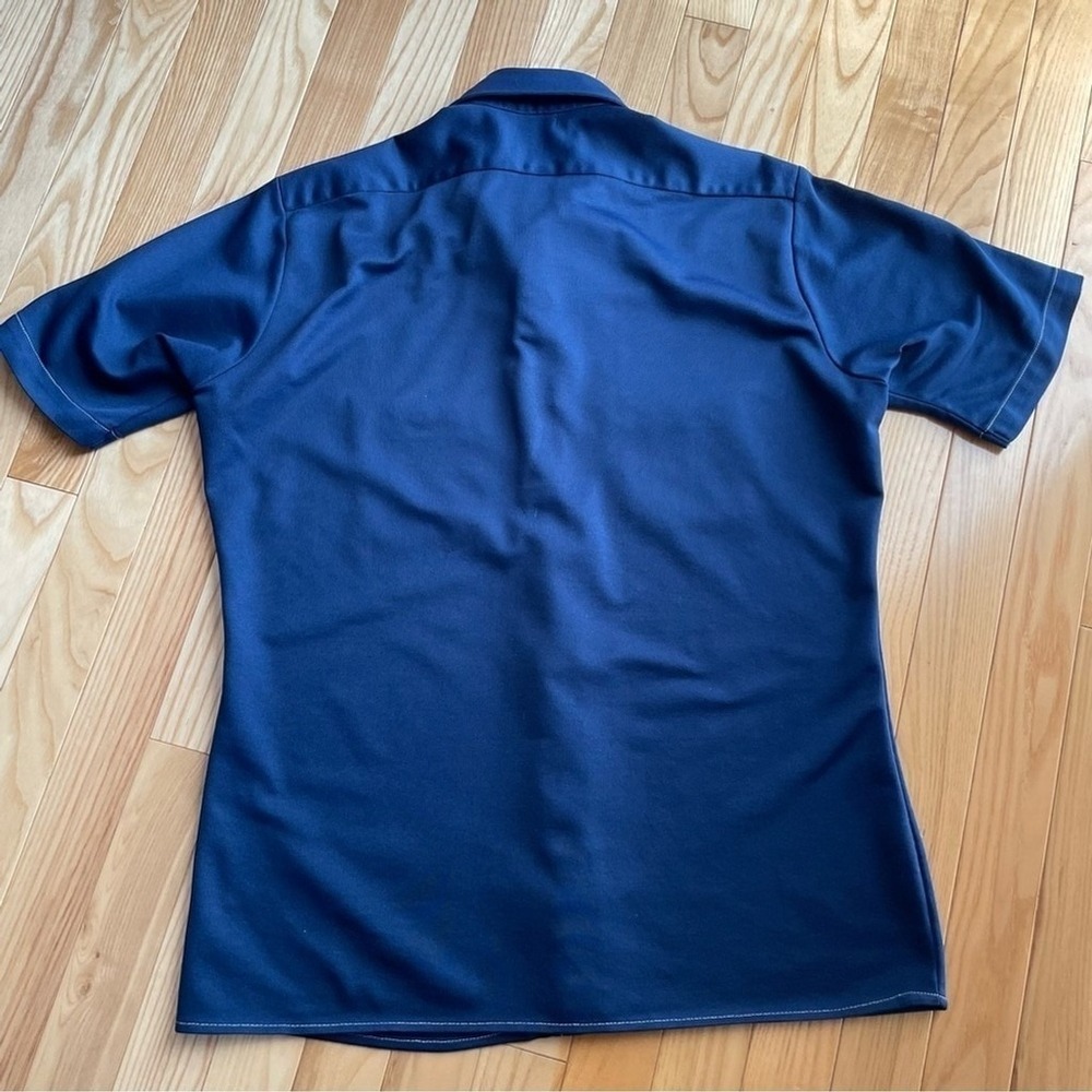 Arrow Doubler Short Sleeve Men's Button Up Shirt Navy Blue Dagger Collar sz 15.5 - Picture 2 of 16